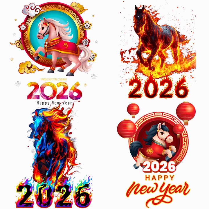 IRON ON Year of the Fire Horse Designs A4 Size