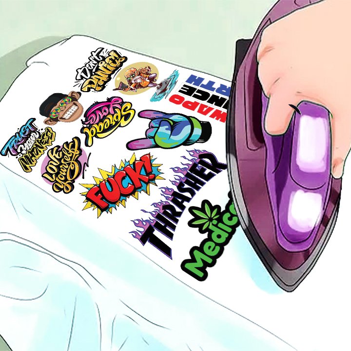 IRON ON Patches 001 Assorted Designs in A4 Sheet